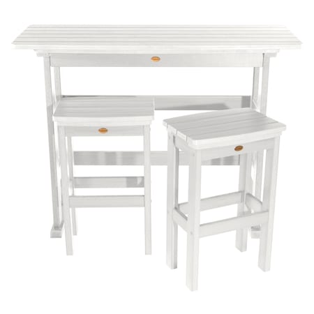 Highwood Usa Lehigh 3pc Bar Height Outdoor Patio Furniture Balcony Set AD-KITBALC2-WHE